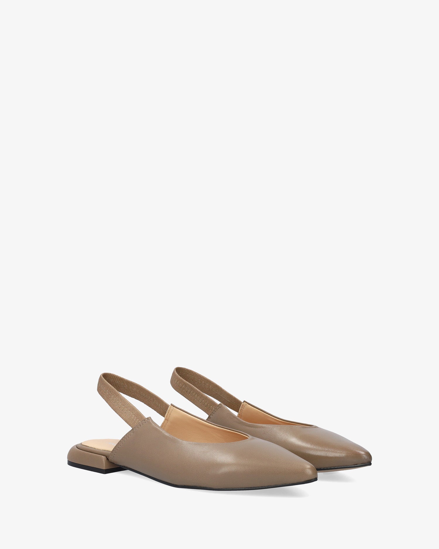 Ballerina piatta slingback in pelle taupe
