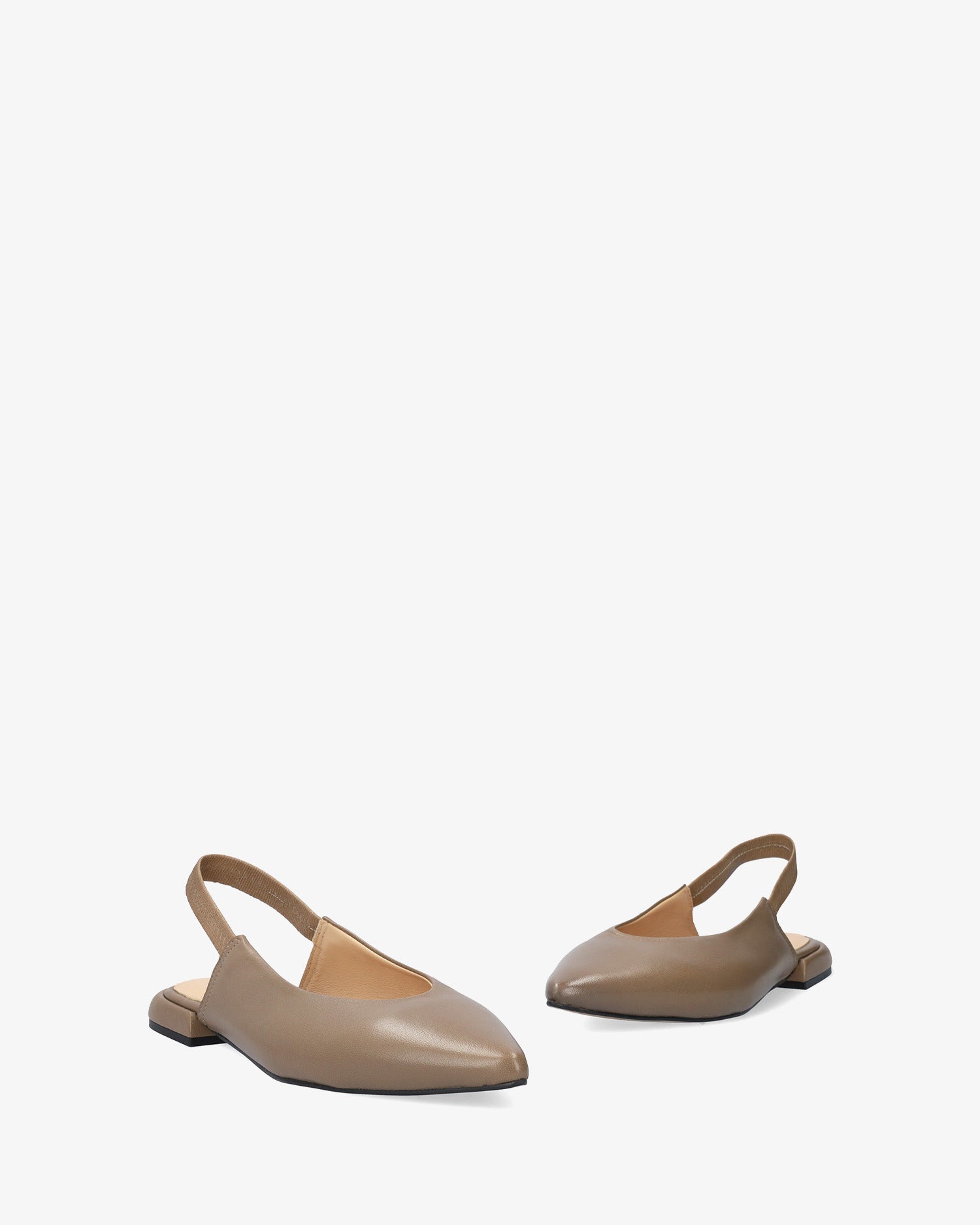 Ballerina piatta slingback in pelle taupe
