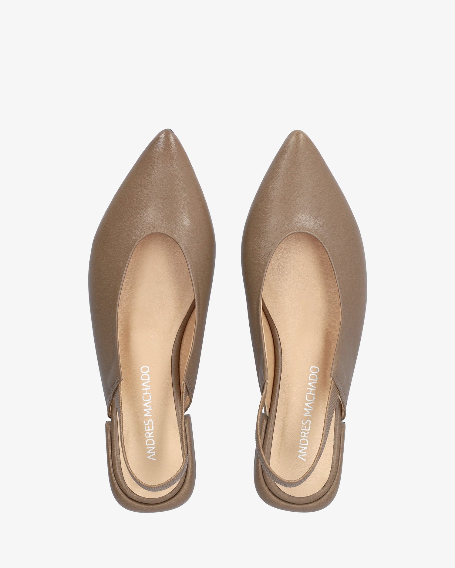 Ballerina piatta slingback in pelle taupe
