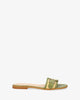 Flat leather sandal in green
