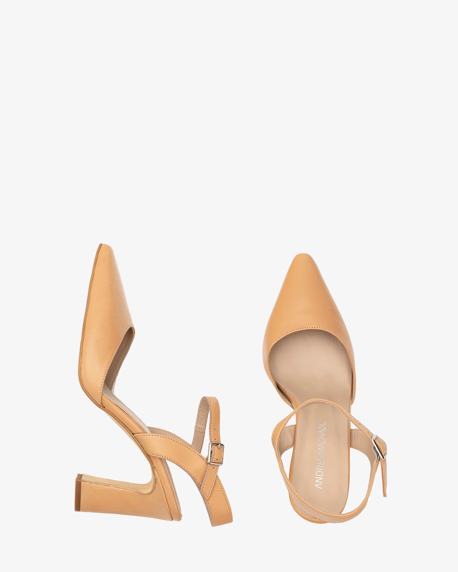 Salón tacón destalonado en piel nude