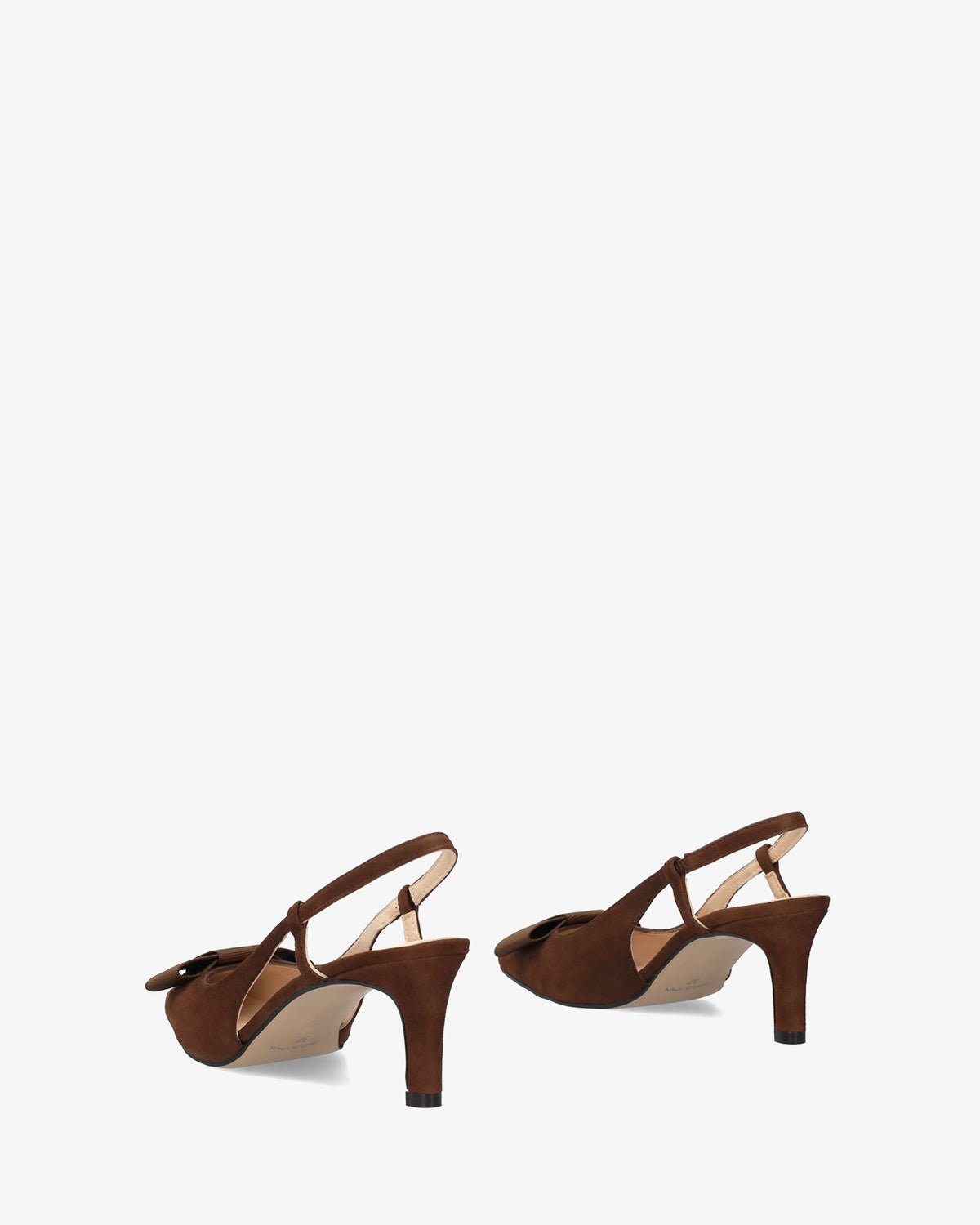 Escarpin slingback en daim marron avec nœud 