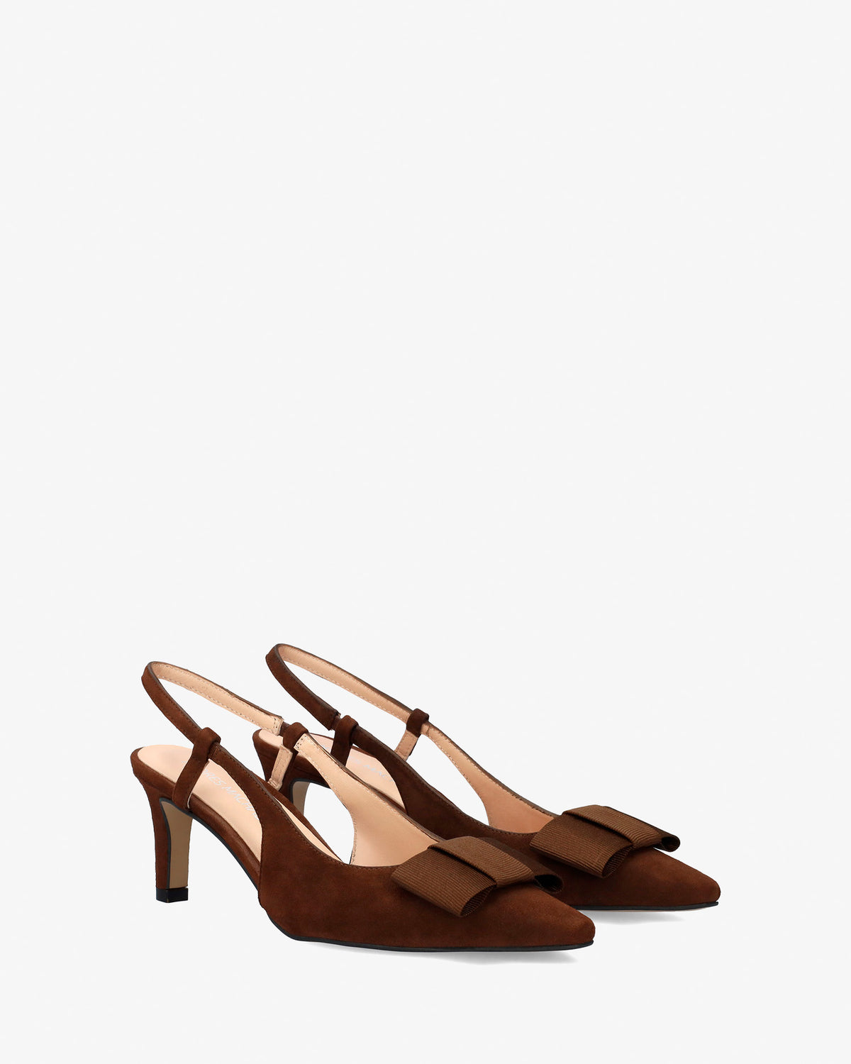 Escarpin slingback en daim marron avec nœud 