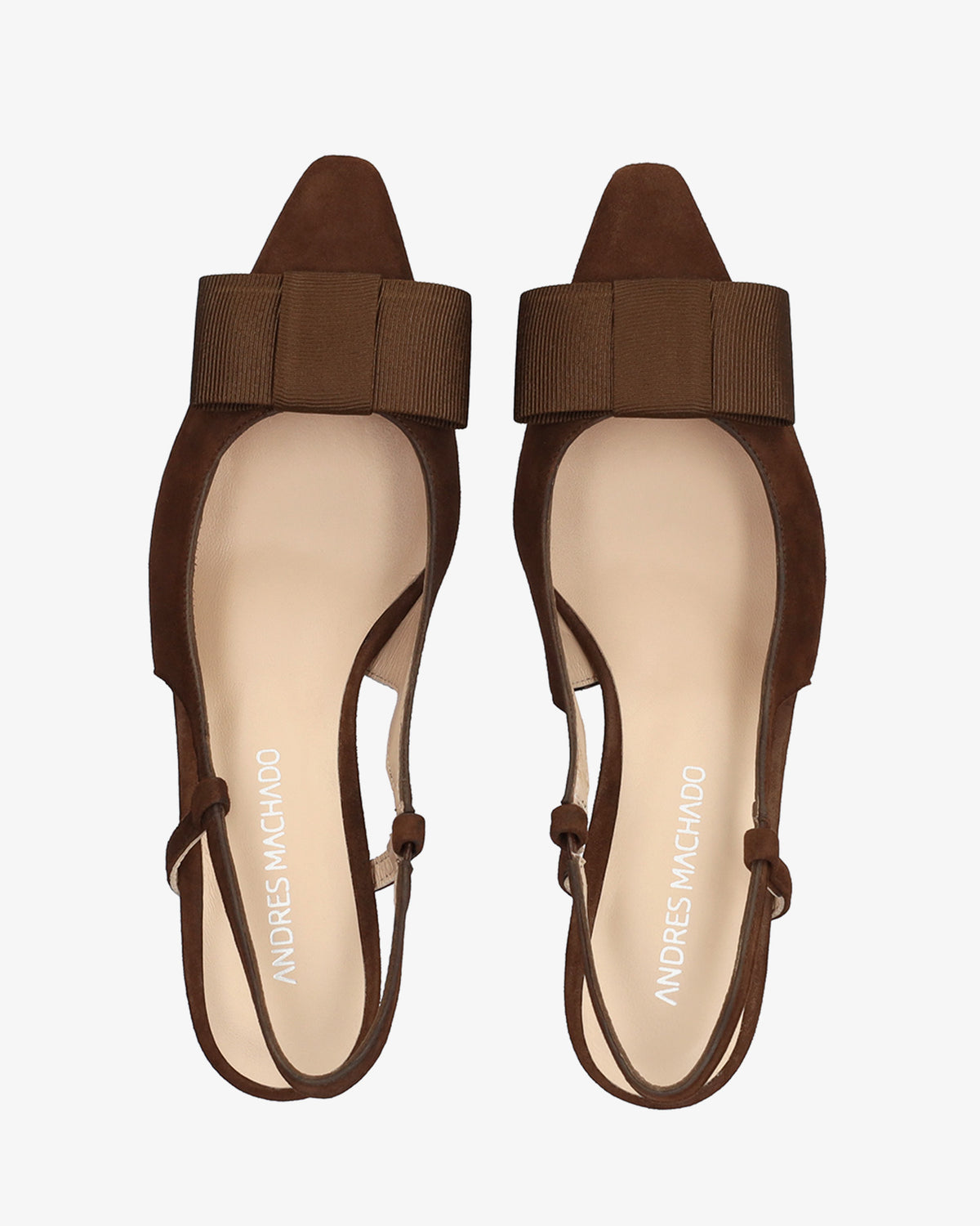 Escarpin slingback en daim marron avec nœud 