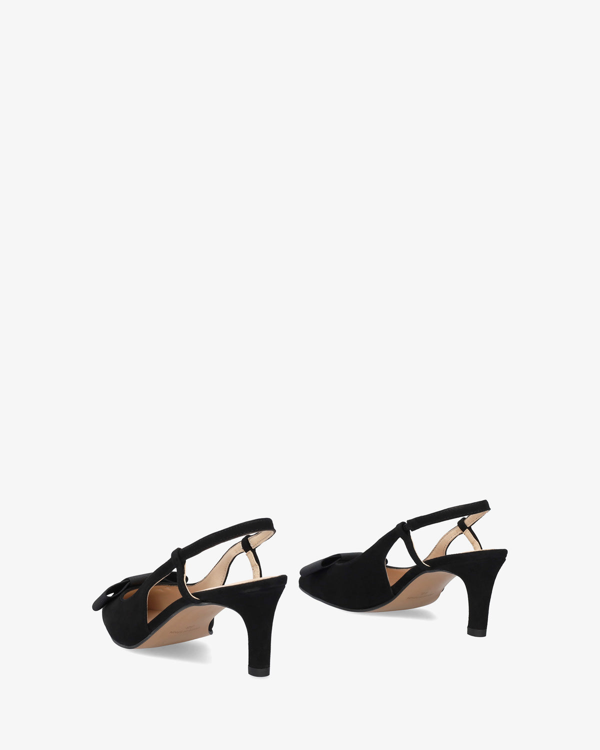 Décolleté slingback in camoscio nero con fiocco 