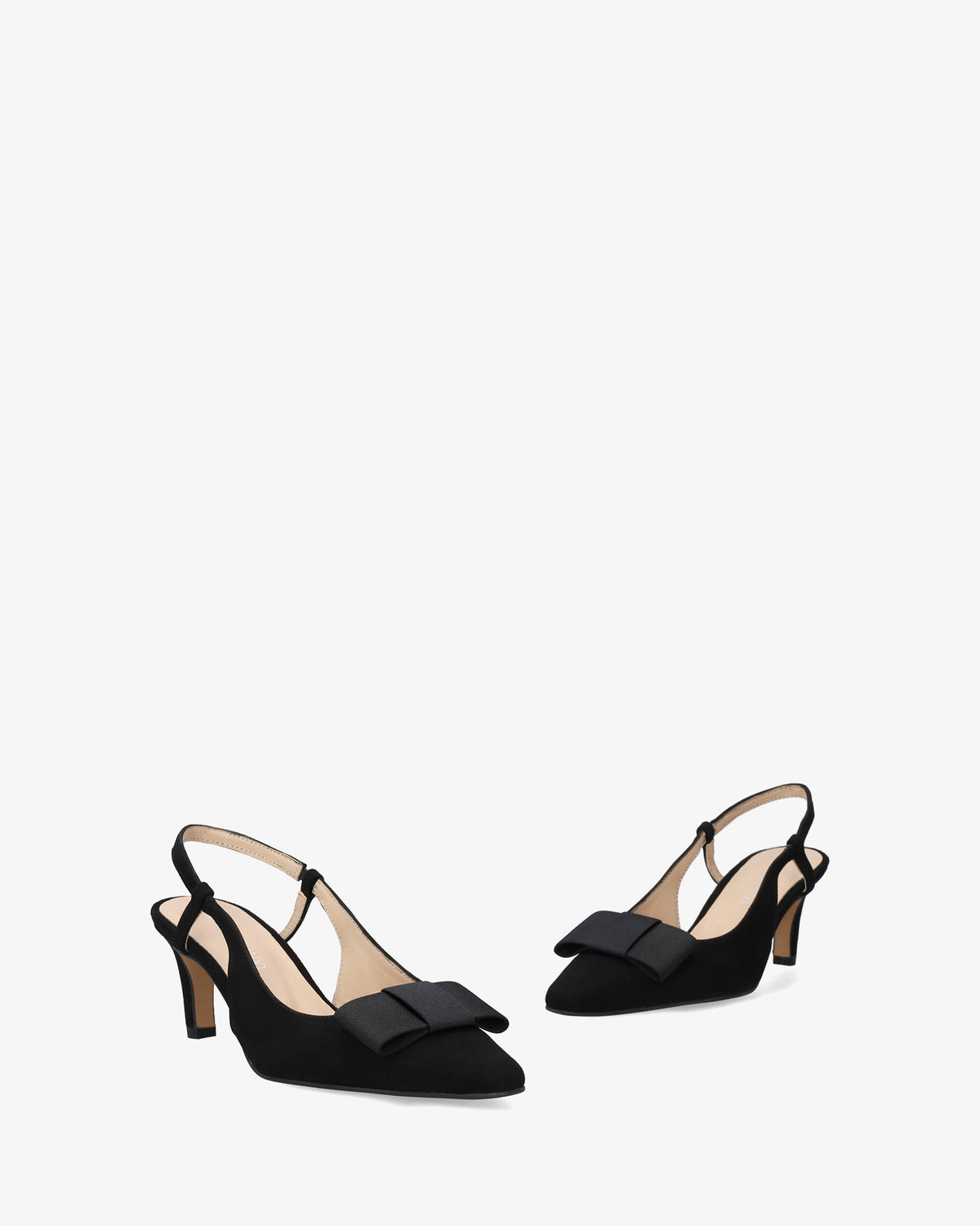 Décolleté slingback in camoscio nero con fiocco 