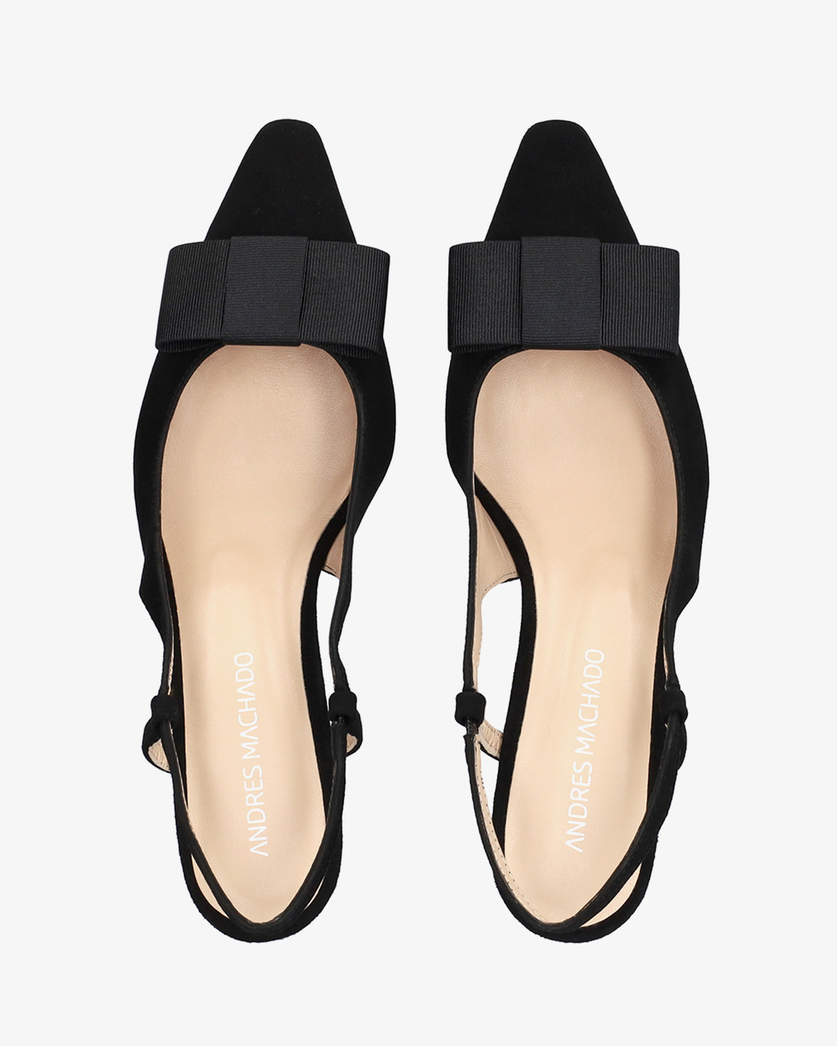 Décolleté slingback in camoscio nero con fiocco 