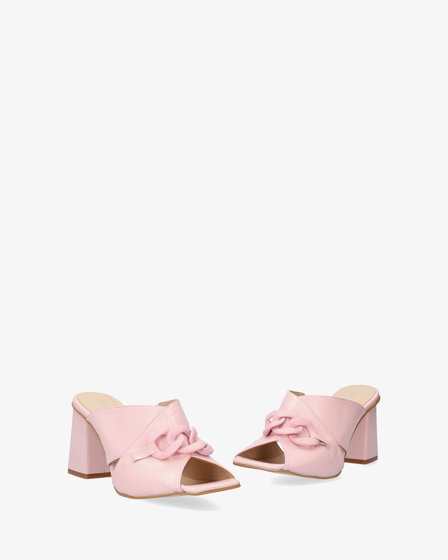 Sandalo con tacco in pelle rosa