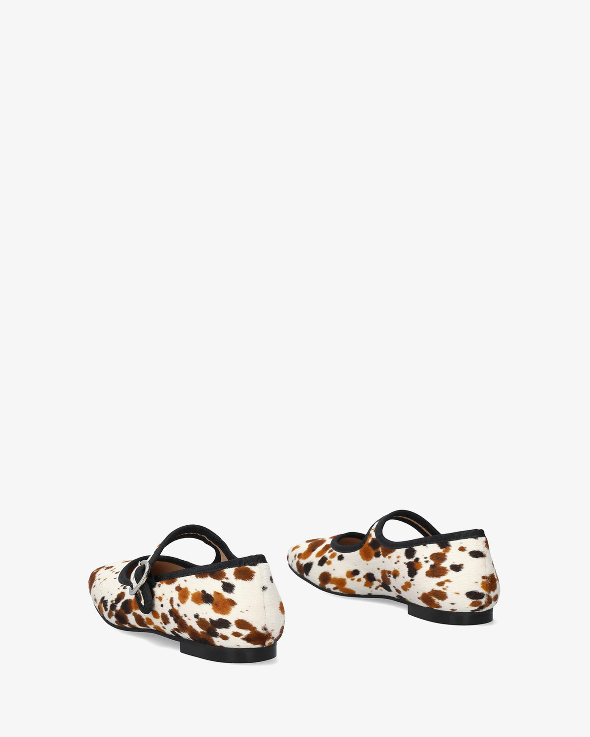 Sabrinas rasas em pele com estampado cowhide 