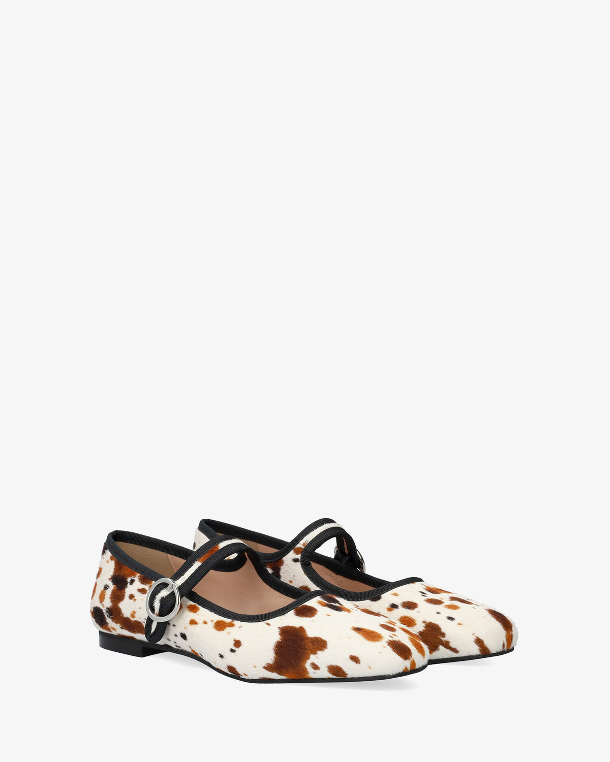 Sabrinas rasas em pele com estampado cowhide 