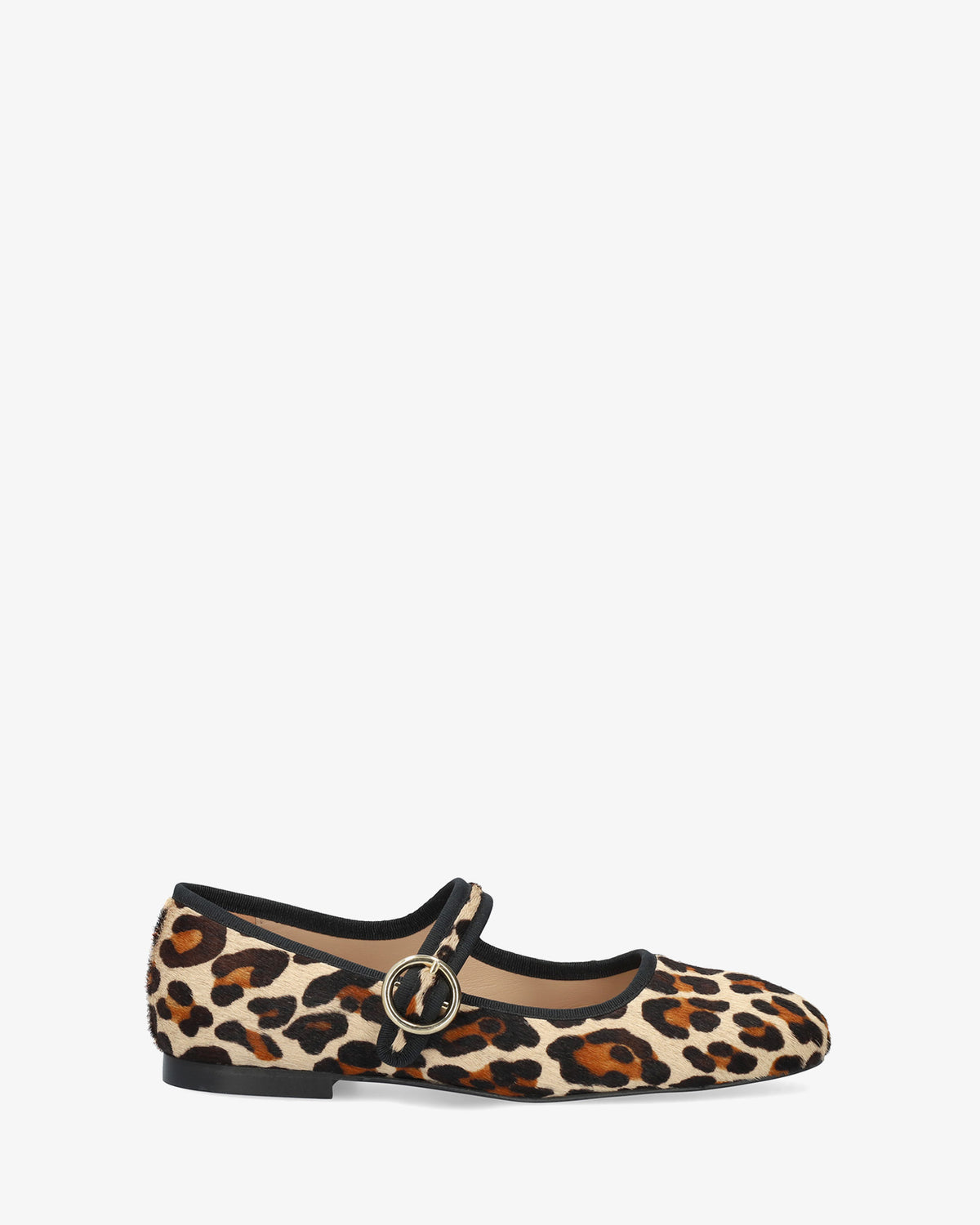 Flat ballerina in leopard-print leather 