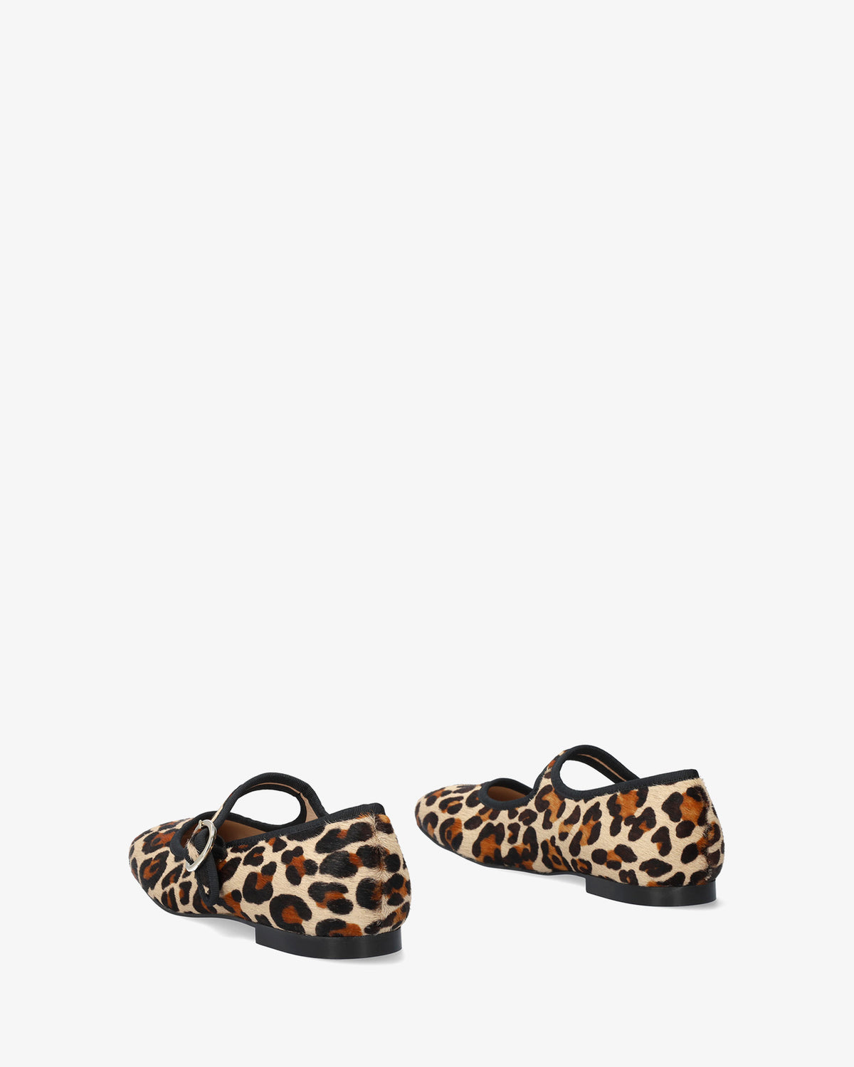 Flat ballerina in leopard-print leather 