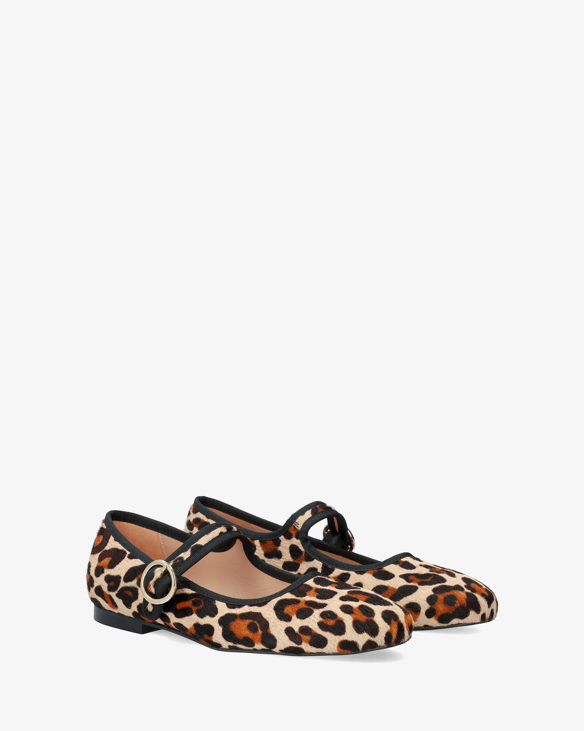 Flat ballerina in leopard-print leather 