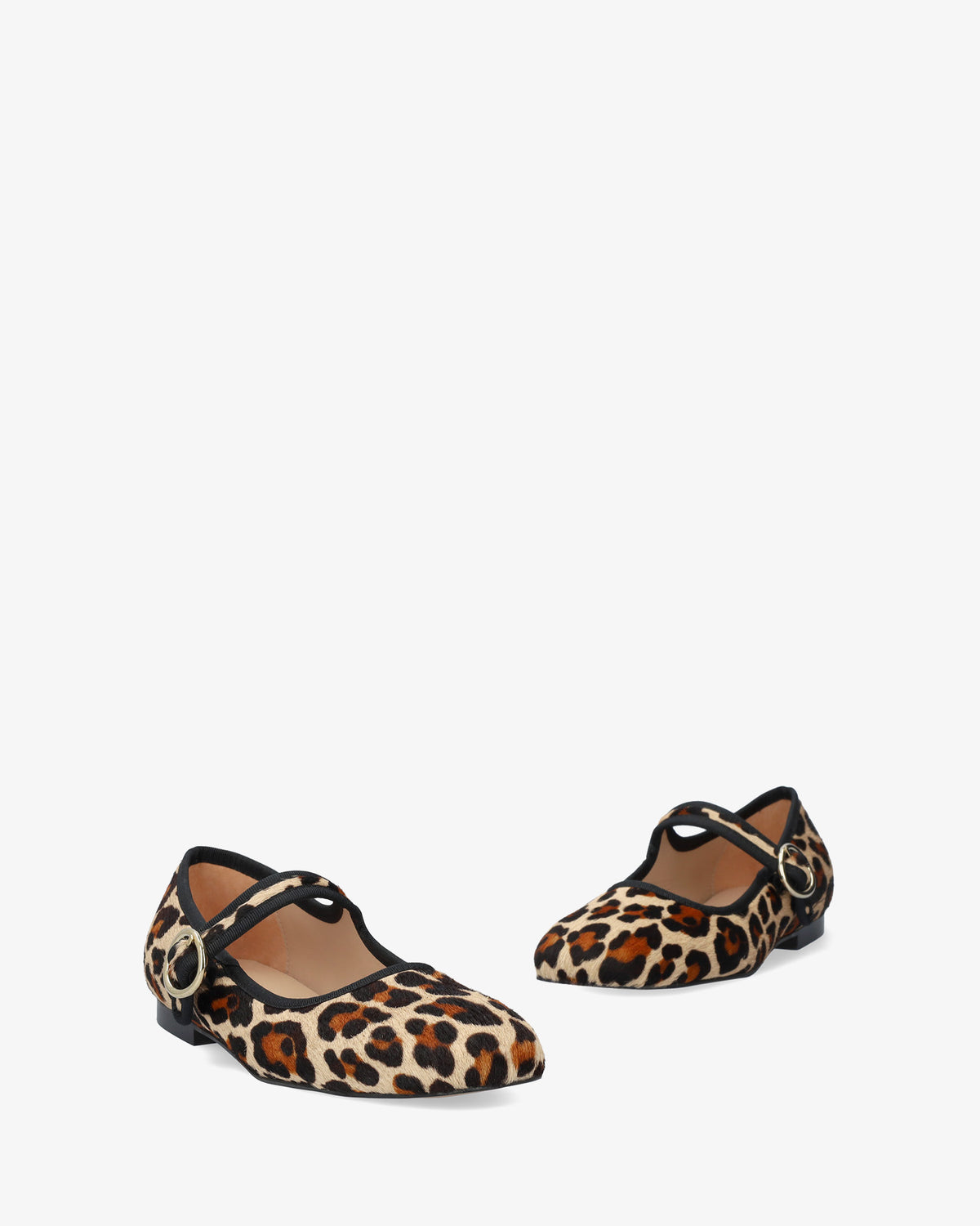 Flat ballerina in leopard-print leather 