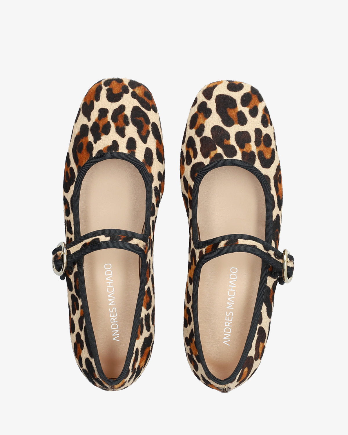 Flat ballerina in leopard-print leather 