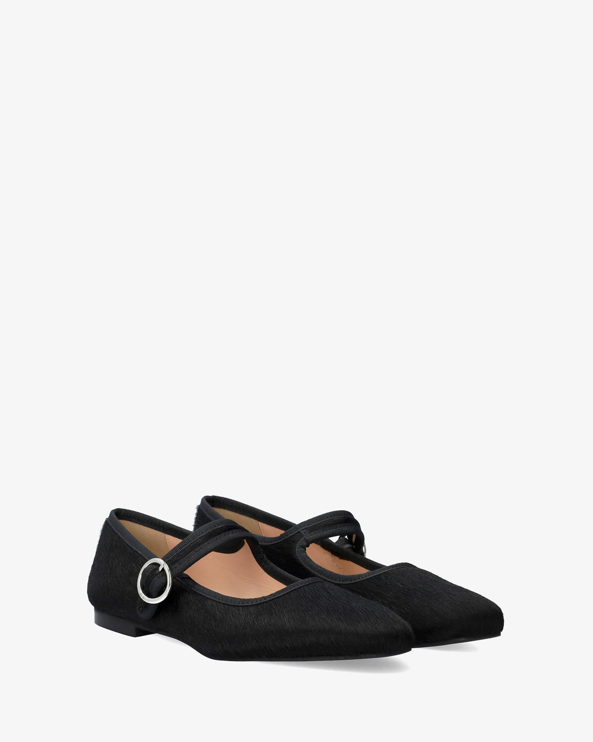 Ballerine plate en cuir noir 