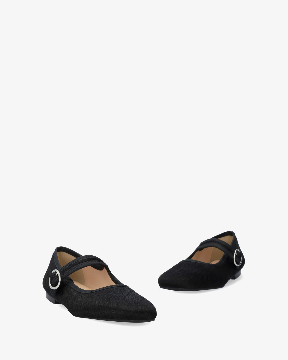 Ballerine plate en cuir noir 