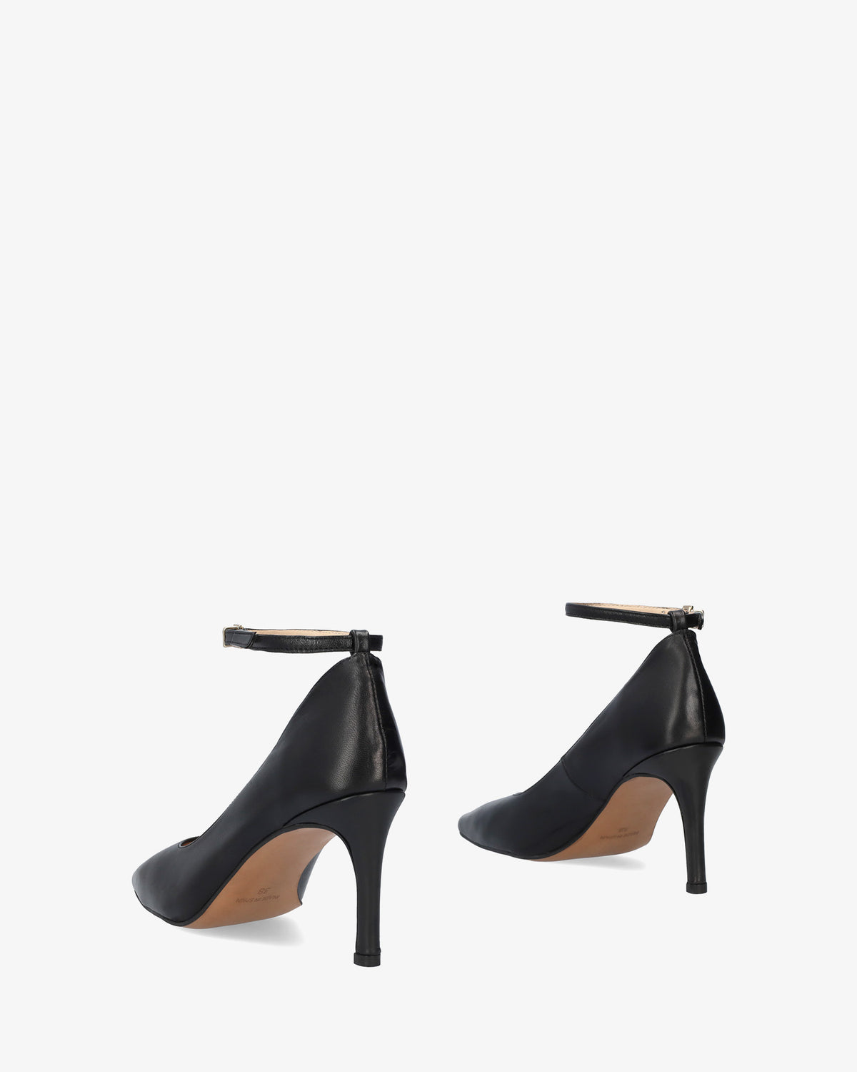 Pumps mit Absatz aus metallisiertem schwarzem Leder 