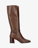 High boot in brown leather