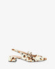 Leather ballerina flats with heel in cowhide print