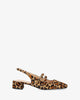 Leather ballerina flats with heel in leopard print