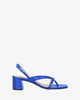 Heeled sandals in blue leather