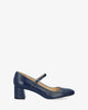 Chaussure à talon en cuir bleu marine