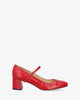 Chaussure à talon en cuir rouge