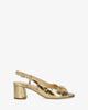 Heeled sandals in golden leather