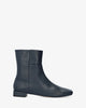 High top navy leather booties