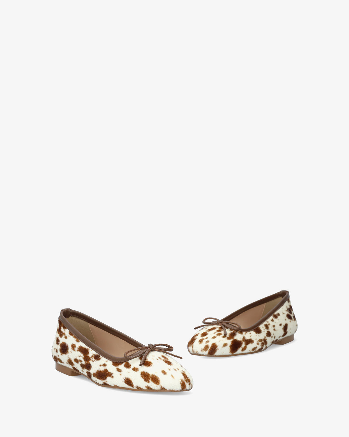 Ballerine plate en cuir à imprimé cowhide 