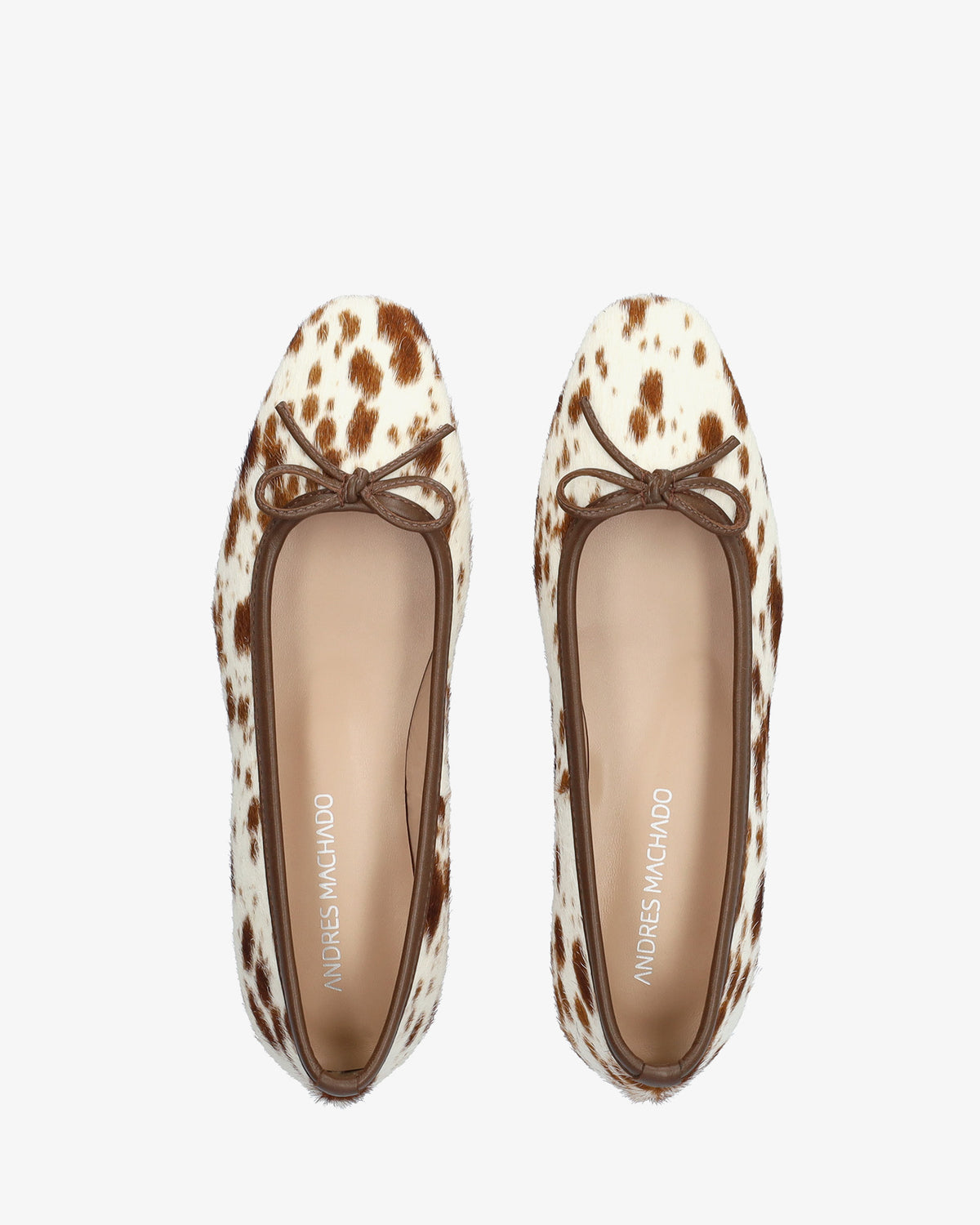 Ballerine plate en cuir à imprimé cowhide 