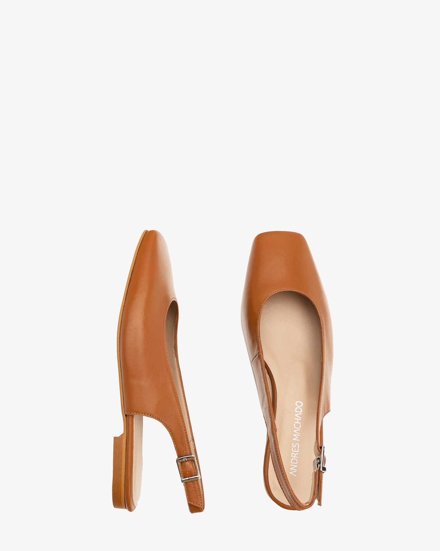 Slingback flats in brown leather – Andypola