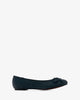 Dark blue faux-pull-leather ballerinas with bow.