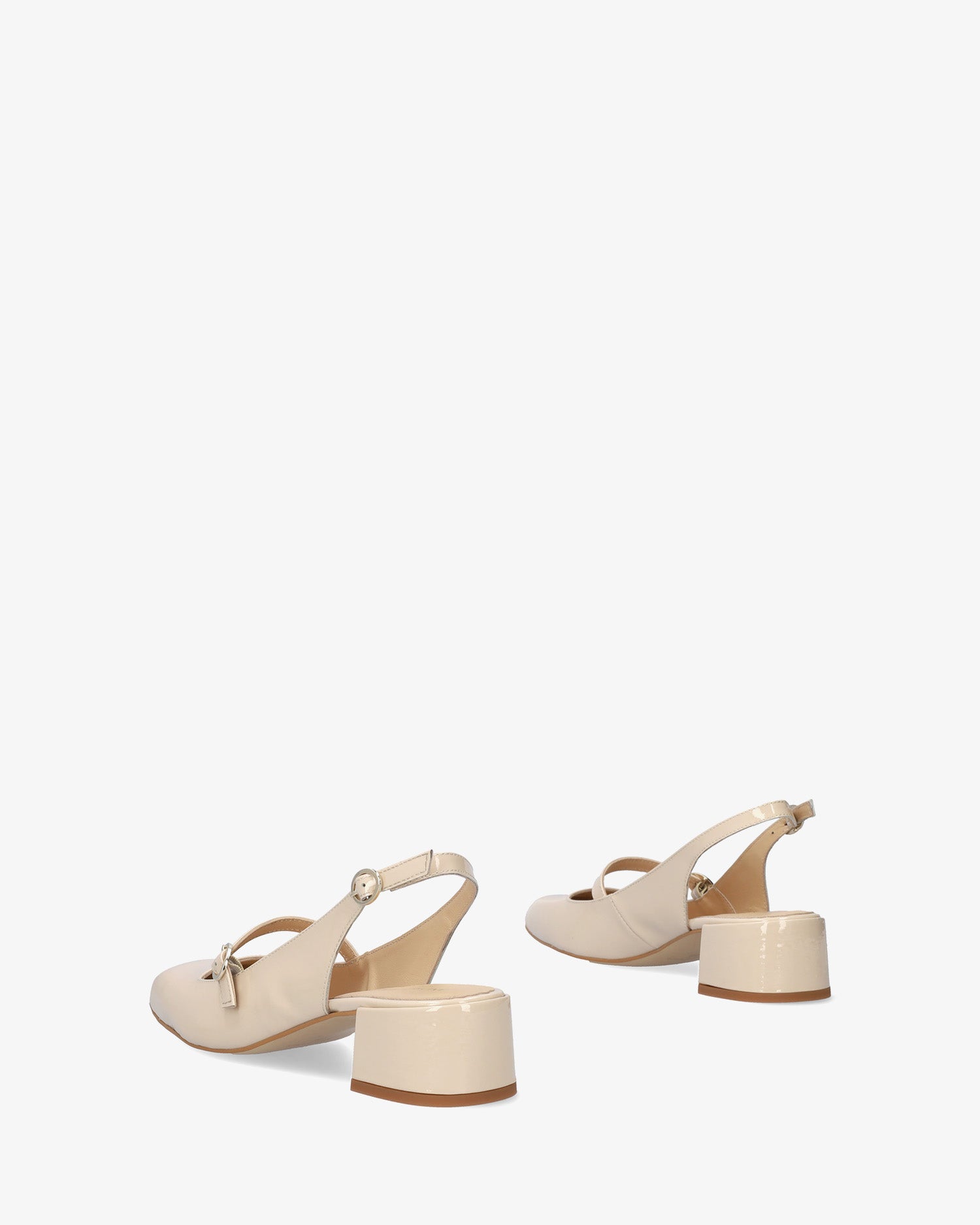 Salón de estilo mary jane con tacón en piel beige