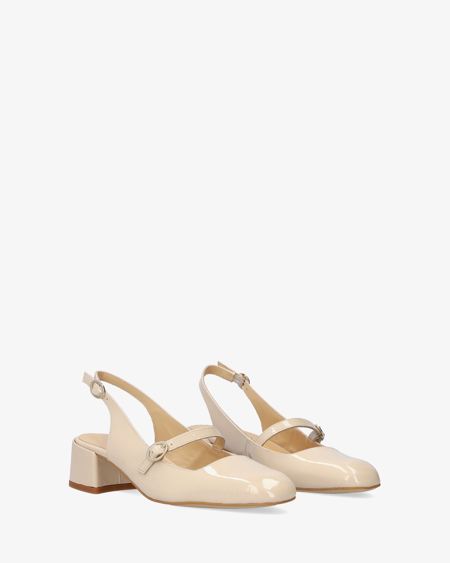 Salón de estilo mary jane con tacón en piel beige