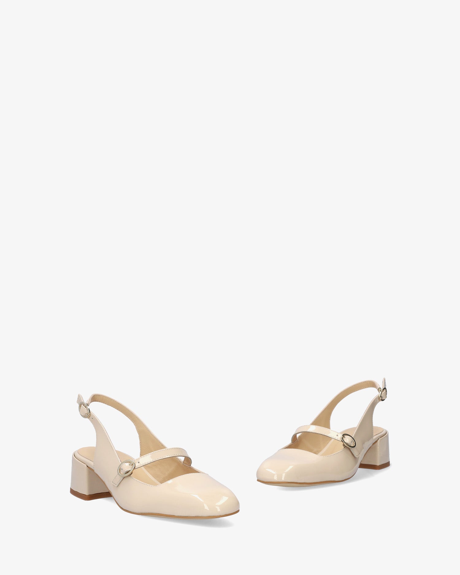 Salón de estilo mary jane con tacón en piel beige