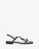 Flat navy leather sandals